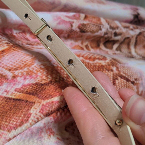 Calvin Klein Y2K 2000s fit & flare A-line pink snakeskin print dress + belt sz 4 - Picture 9 of 11